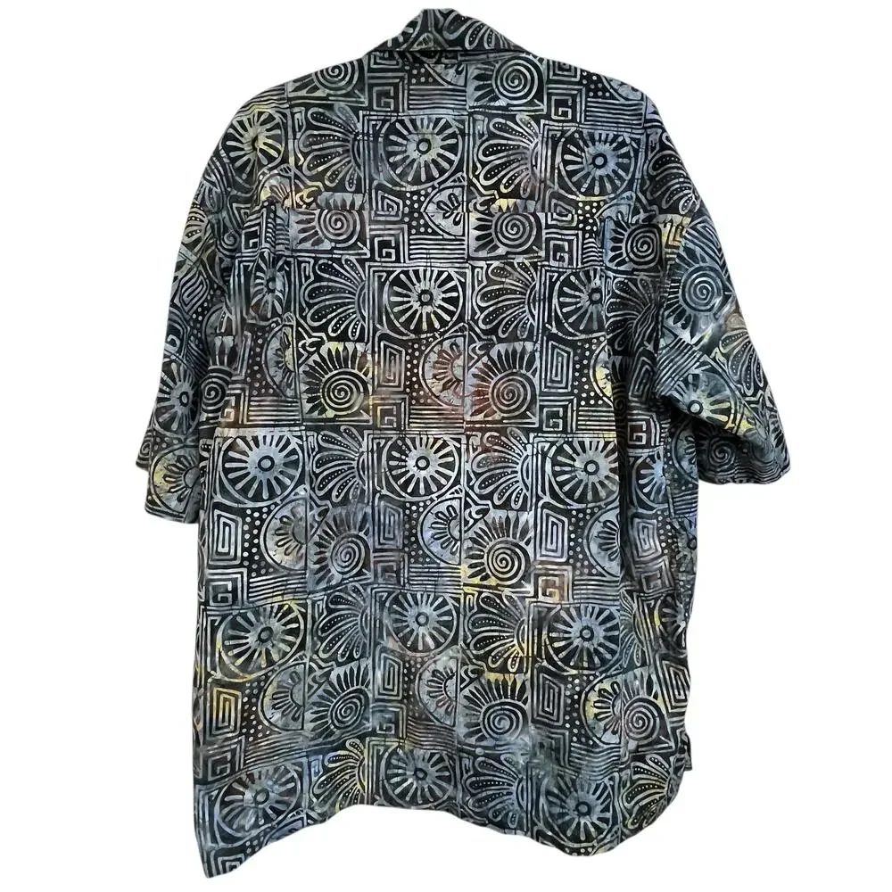 Johari West Shirt Mens XL Black Multicolor Abstract Hawaiian Camp Button Up - Picture 2 of 7